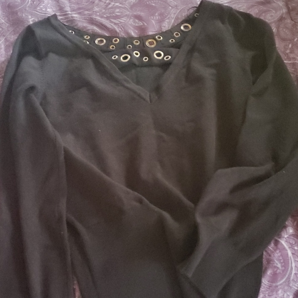 Drop back beaded sweater